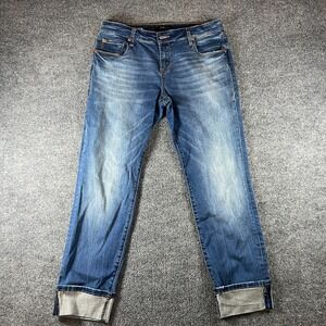 STS Blue Taylor Tomboy Jeans Womens 28 Blue Denim Whiskered Cuffed Hem Stretch